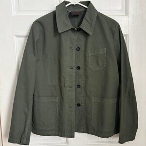 Vetra Chore Coat Jacket Green Olive Army Buttons Weaved Women's Small 42 S Jade